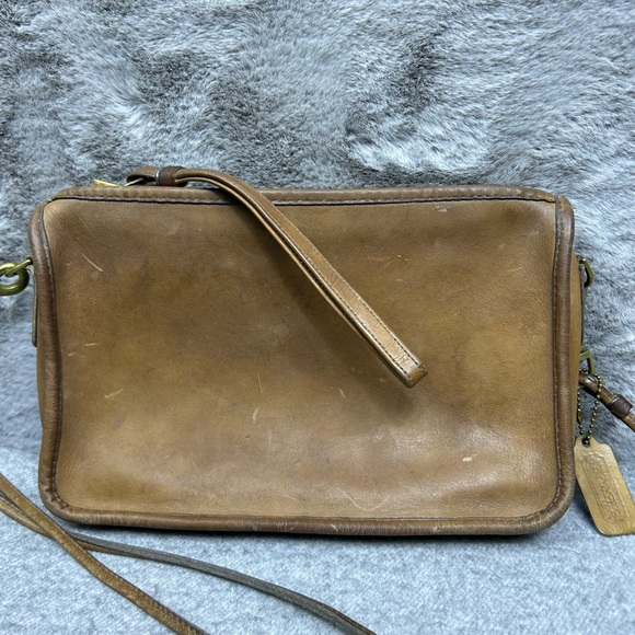 Coach Vintage 1970s Made in NYC Leather Satchel Convertible Clutch Camel 911-061 - Picture 6 of 16